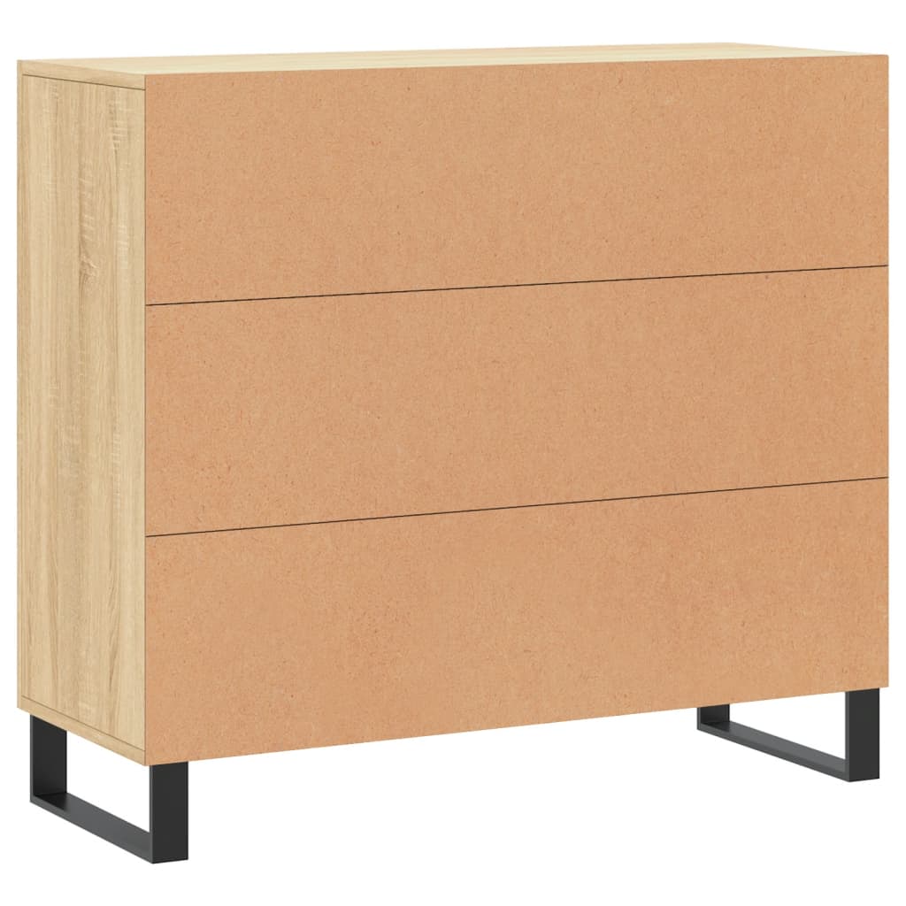 skab 90x34x80 cm konstrueret træ røget egetræsfarve
