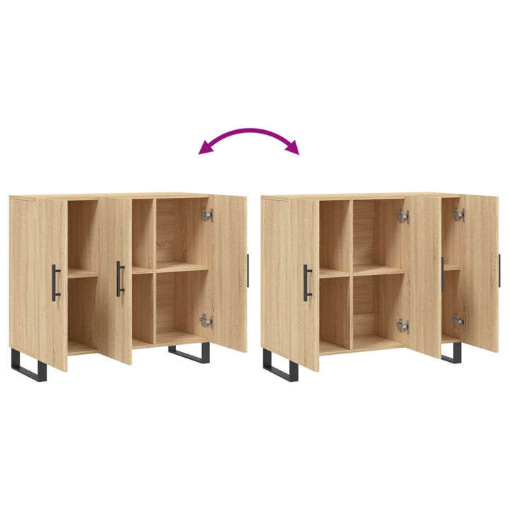 skab 90x34x80 cm konstrueret træ røget egetræsfarve
