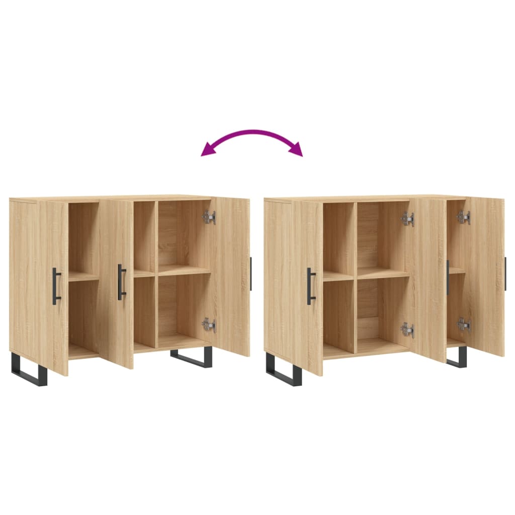 skab 90x34x80 cm konstrueret træ røget egetræsfarve