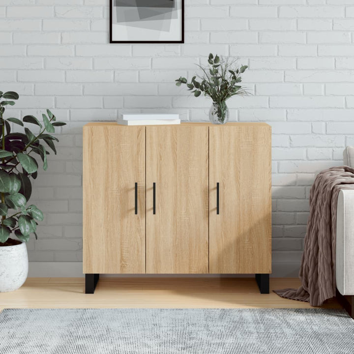 skab 90x34x80 cm konstrueret træ røget egetræsfarve