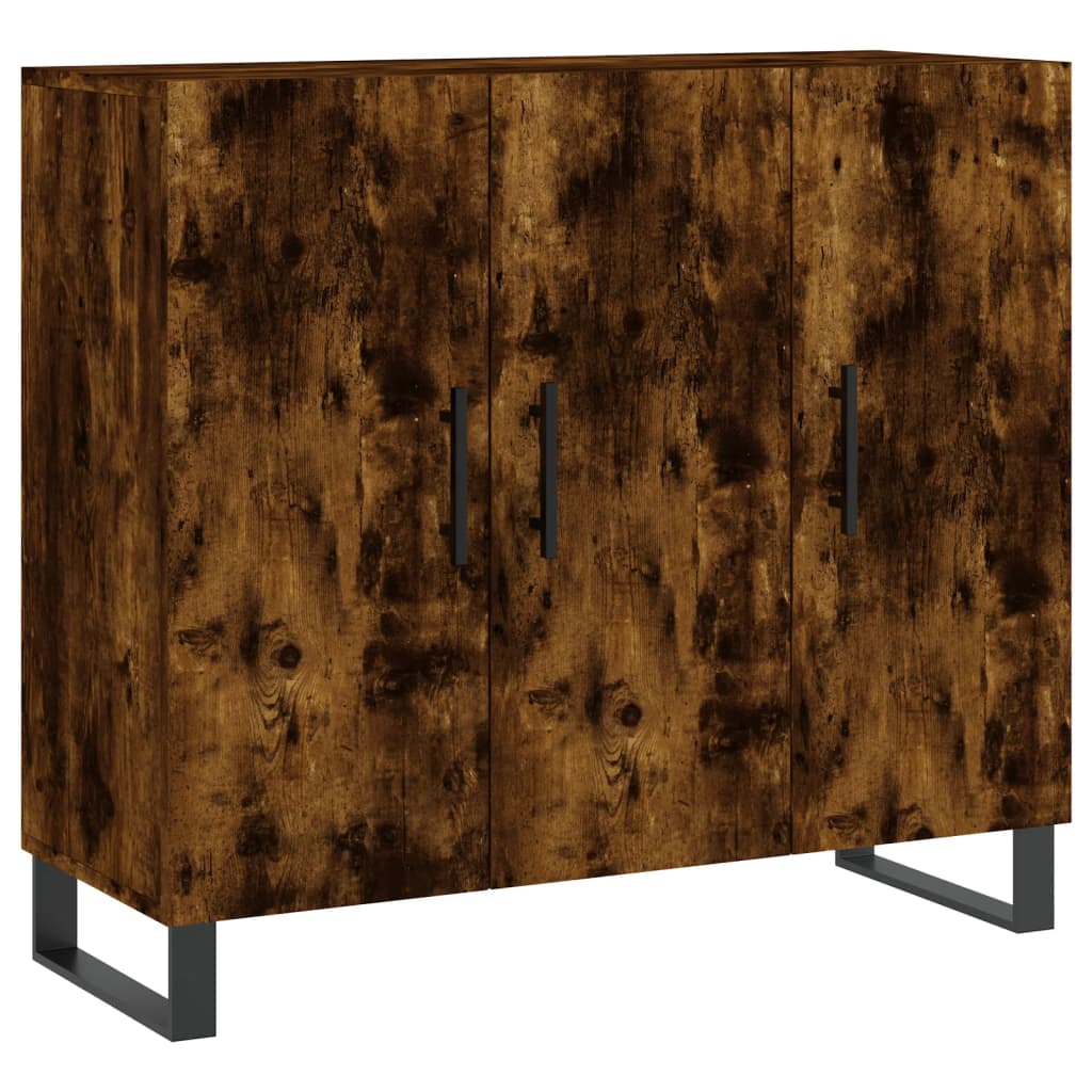 skab 90x34x80 cm konstrueret træ røget egetræsfarve