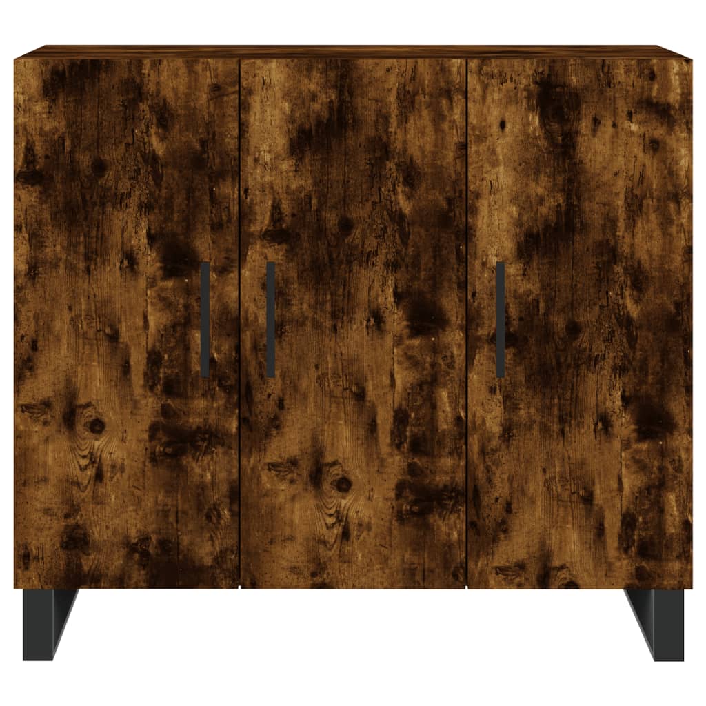 skab 90x34x80 cm konstrueret træ røget egetræsfarve