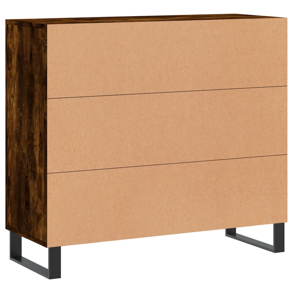 skab 90x34x80 cm konstrueret træ røget egetræsfarve