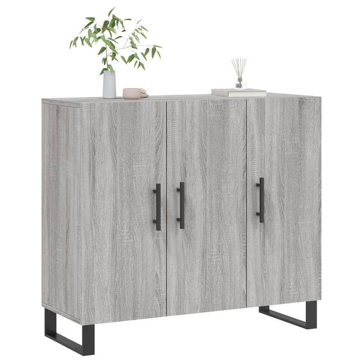 skab 90x34x80 cm konstrueret træ grå sonoma-eg