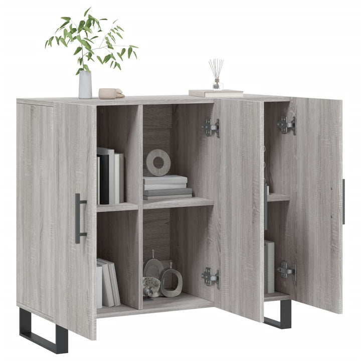 skab 90x34x80 cm konstrueret træ grå sonoma-eg