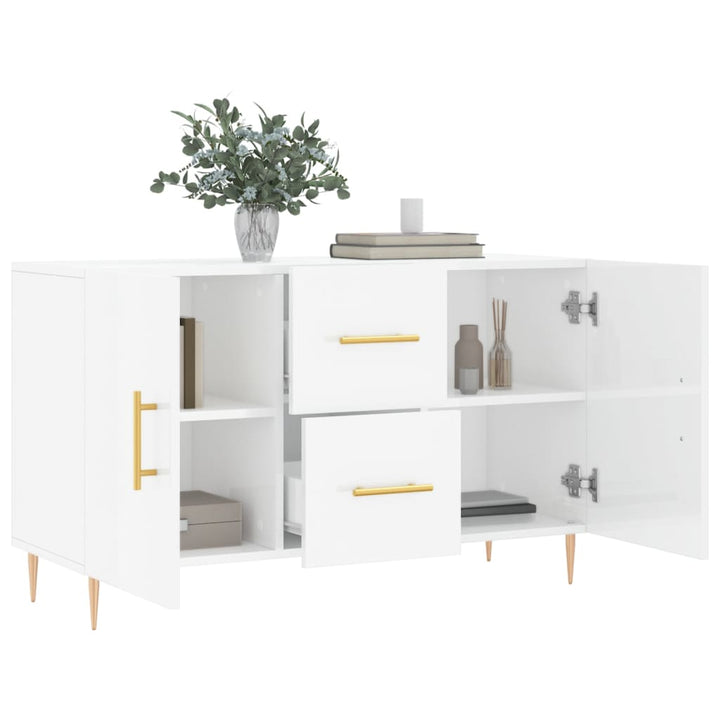 skænk 100x36x60 cm konstrueret træ hvid højglans