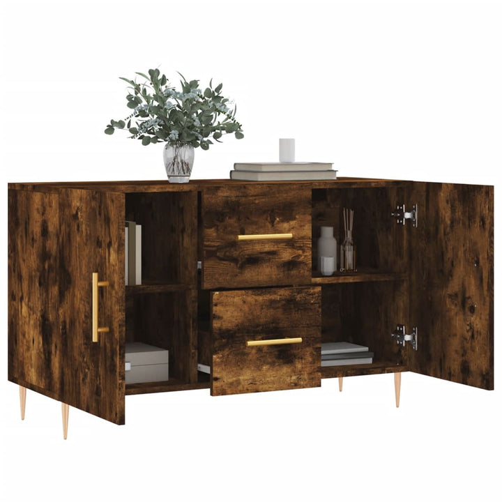 skænk 100x36x60 cm konstrueret træ røget egetræsfarve