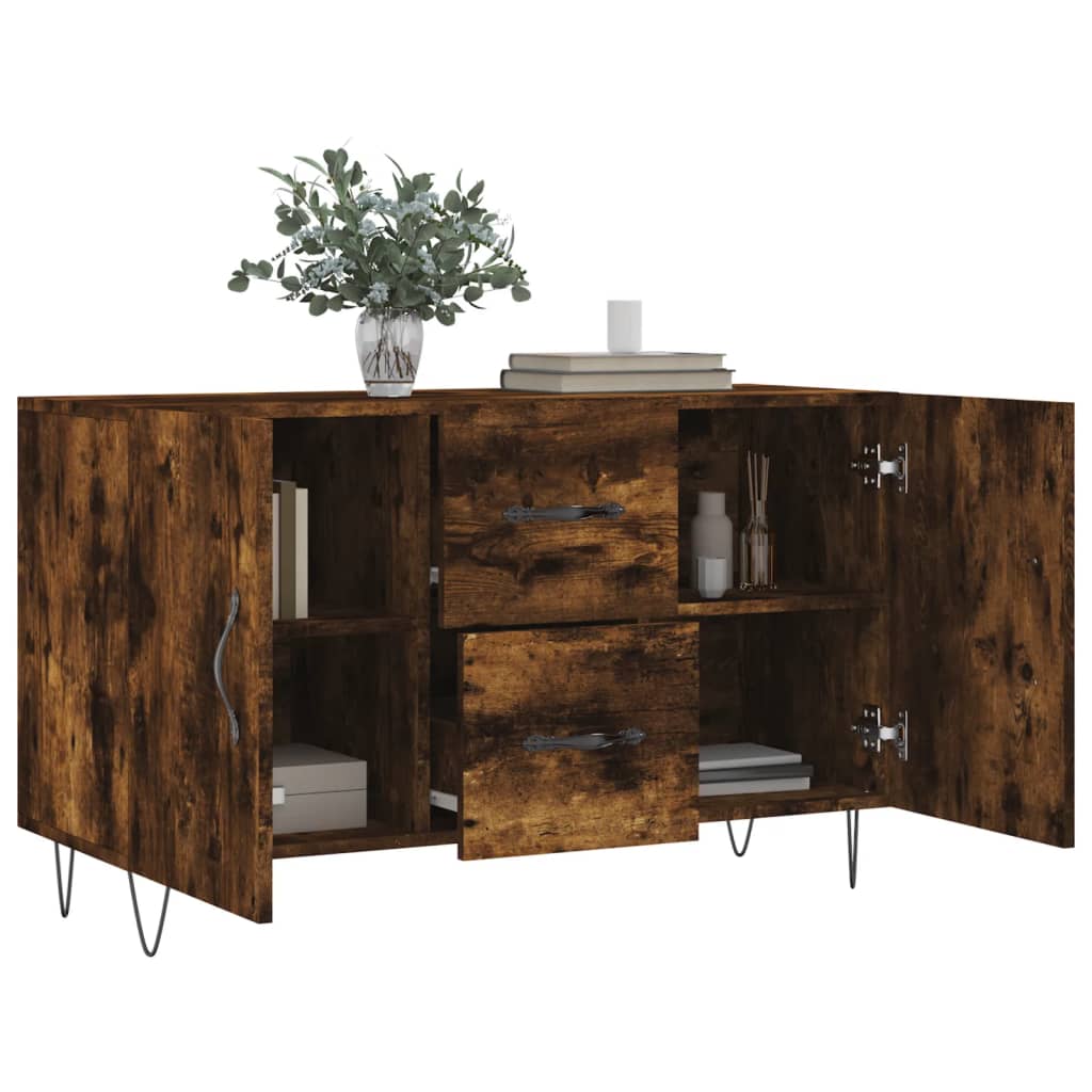 skænk 100x36x60 cm konstrueret træ røget egetræsfarve