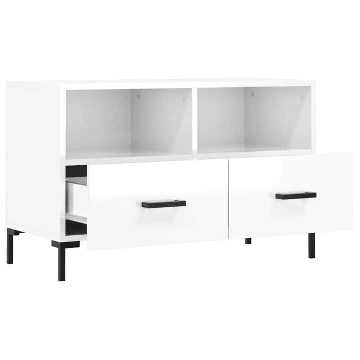 tv-bord 80x36x50 cm konstrueret træ hvid højglans