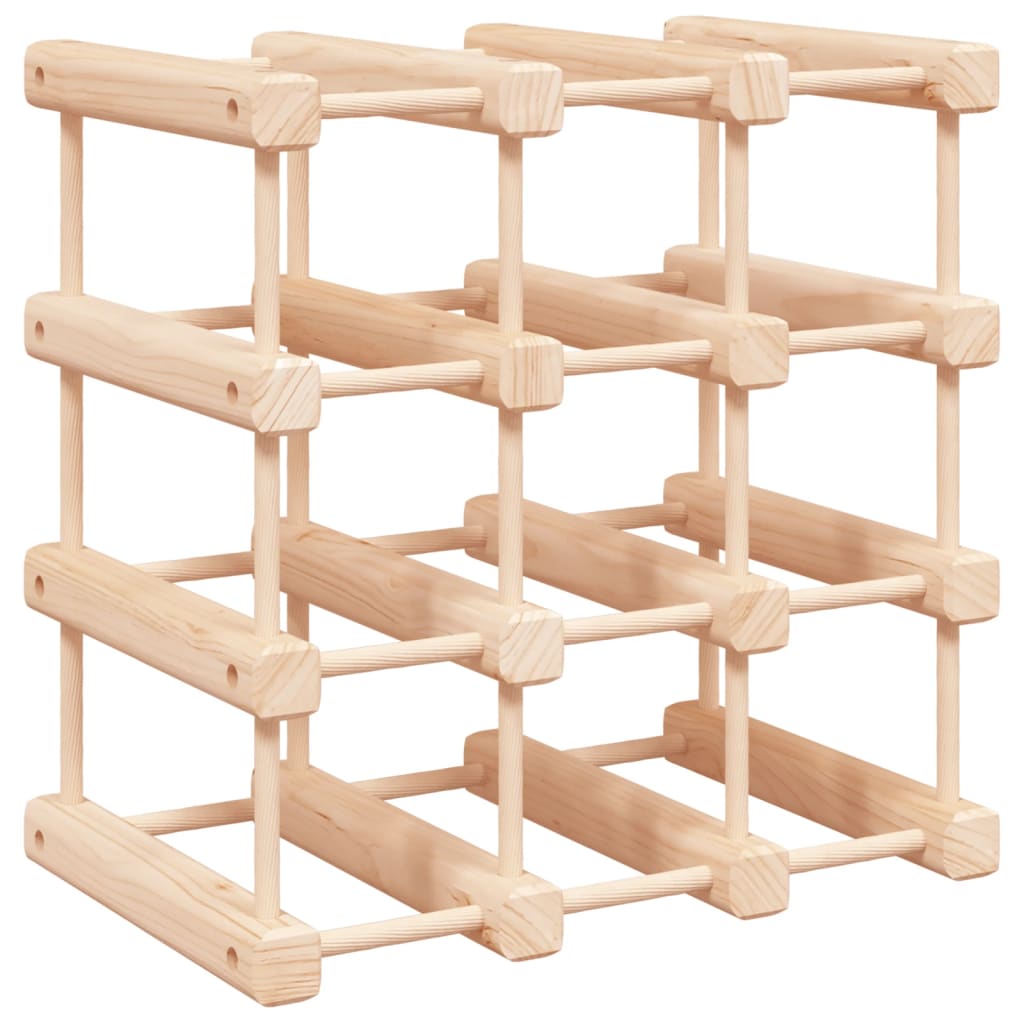 vinreol til 12 flasker 36x23x36 cm massivt fyrretræ