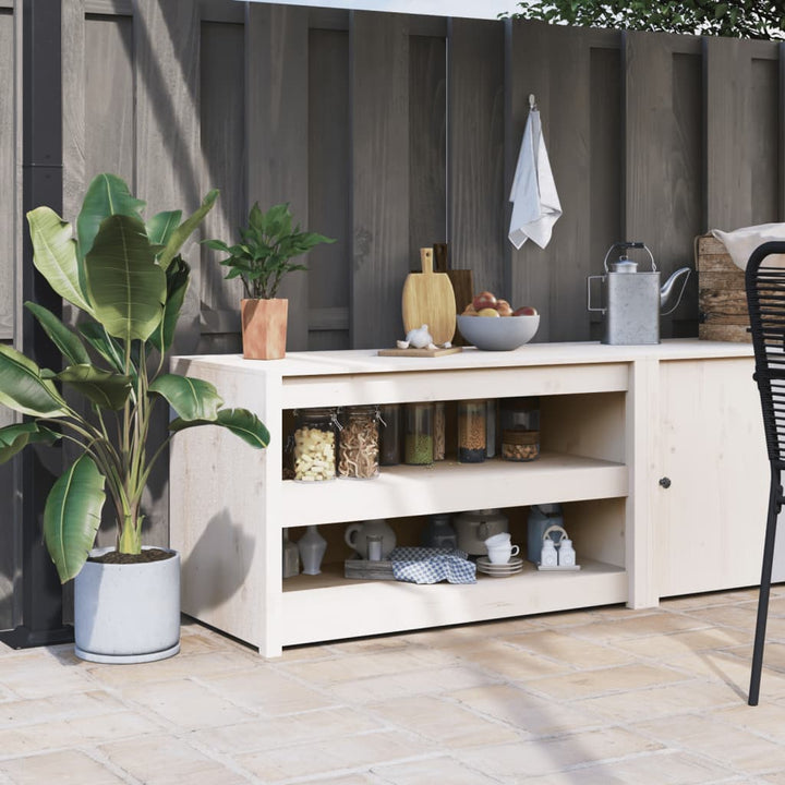 udendørs køkkenskab MEPPEL 106x55x64 cm massivt fyrretræ hvid
