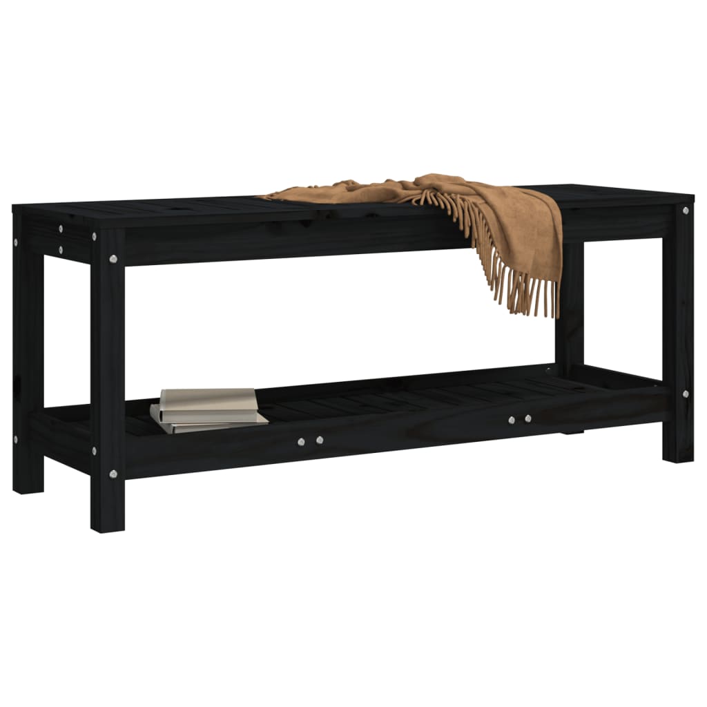 havebænk 108x35x45 cm massivt fyrretræ sort