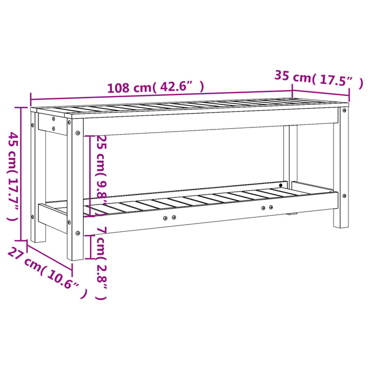 havebænk 108x35x45 cm massivt fyrretræ sort