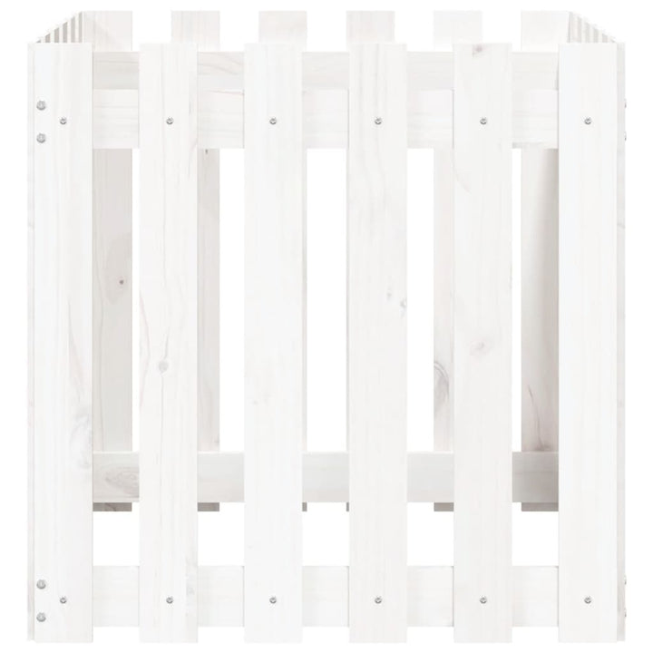 plantekasse med stakitdesign 60x60x60 cm massivt fyrretræ hvid