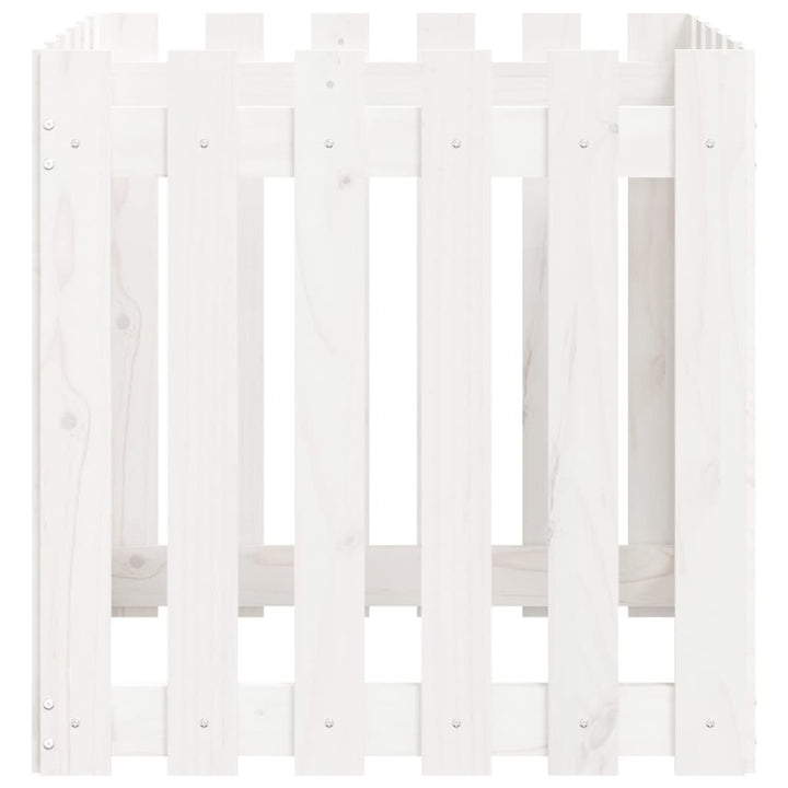 plantekasse med stakitdesign 60x60x60 cm massivt fyrretræ hvid