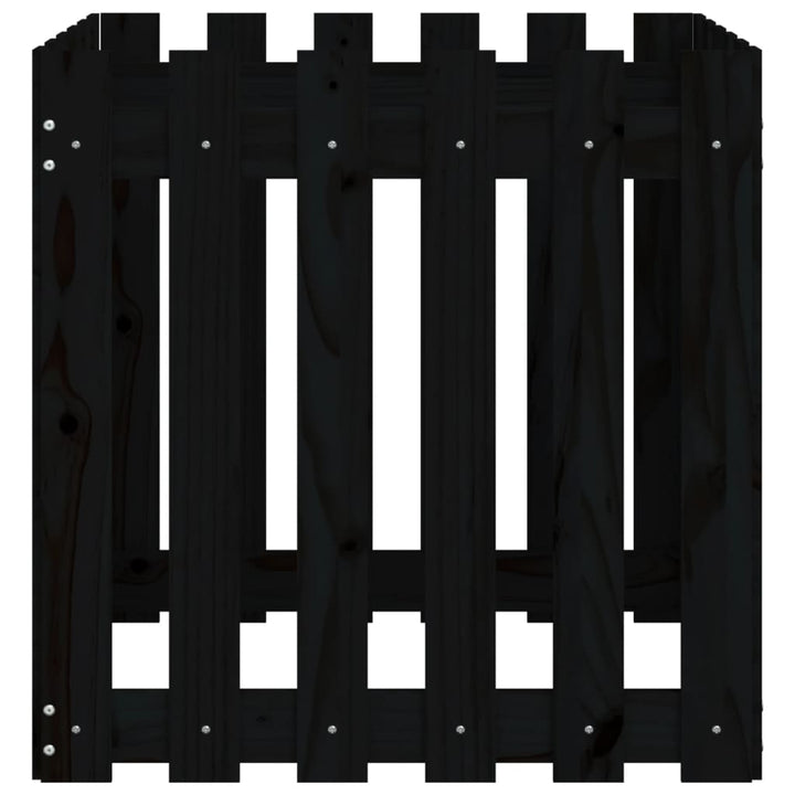 plantekasse med stakitdesign 60x60x60 cm massivt fyrretræ sort