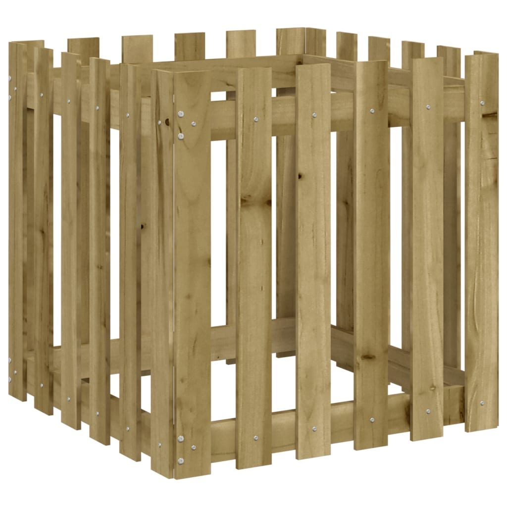 plantekasse med stakitdesign 60x60x60 cm imprægneret fyrretræ