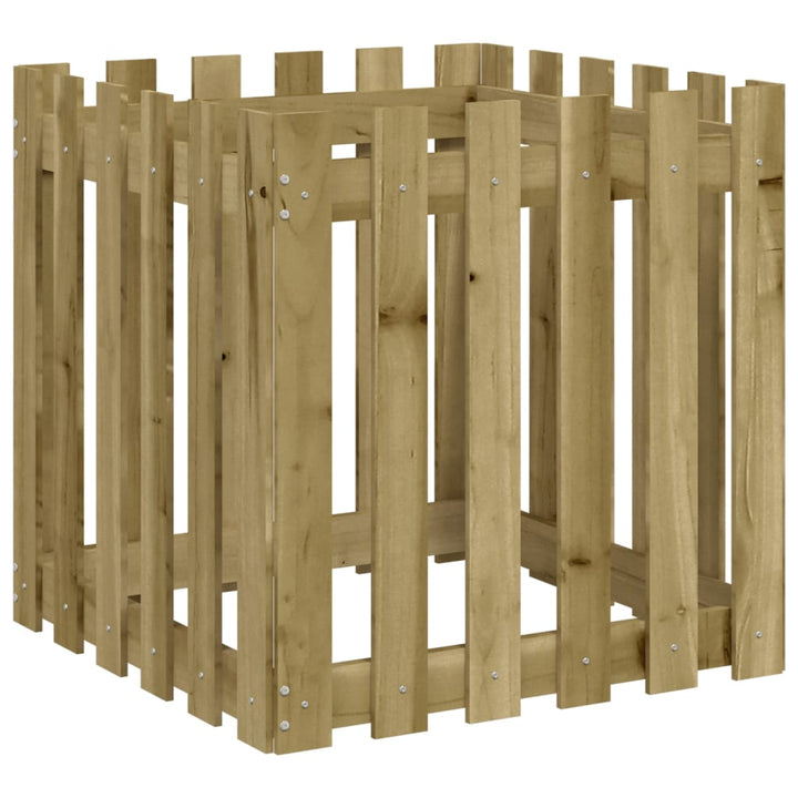 plantekasse med stakitdesign 60x60x60 cm imprægneret fyrretræ