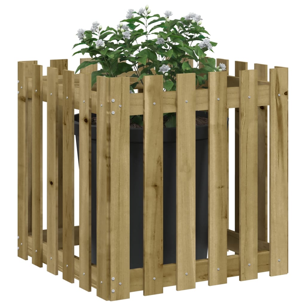 plantekasse med stakitdesign 60x60x60 cm imprægneret fyrretræ
