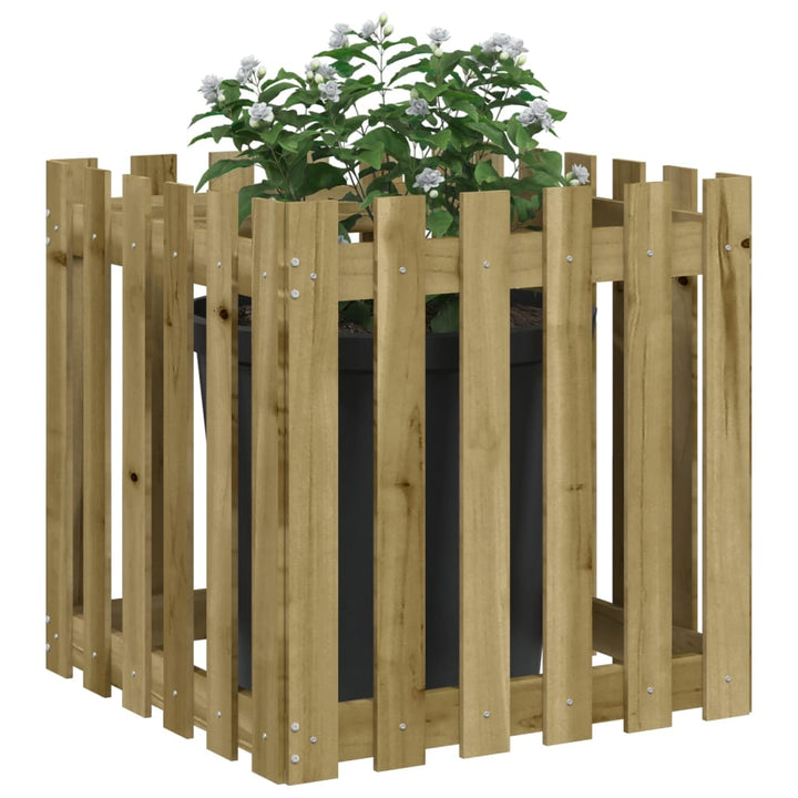 plantekasse med stakitdesign 60x60x60 cm imprægneret fyrretræ