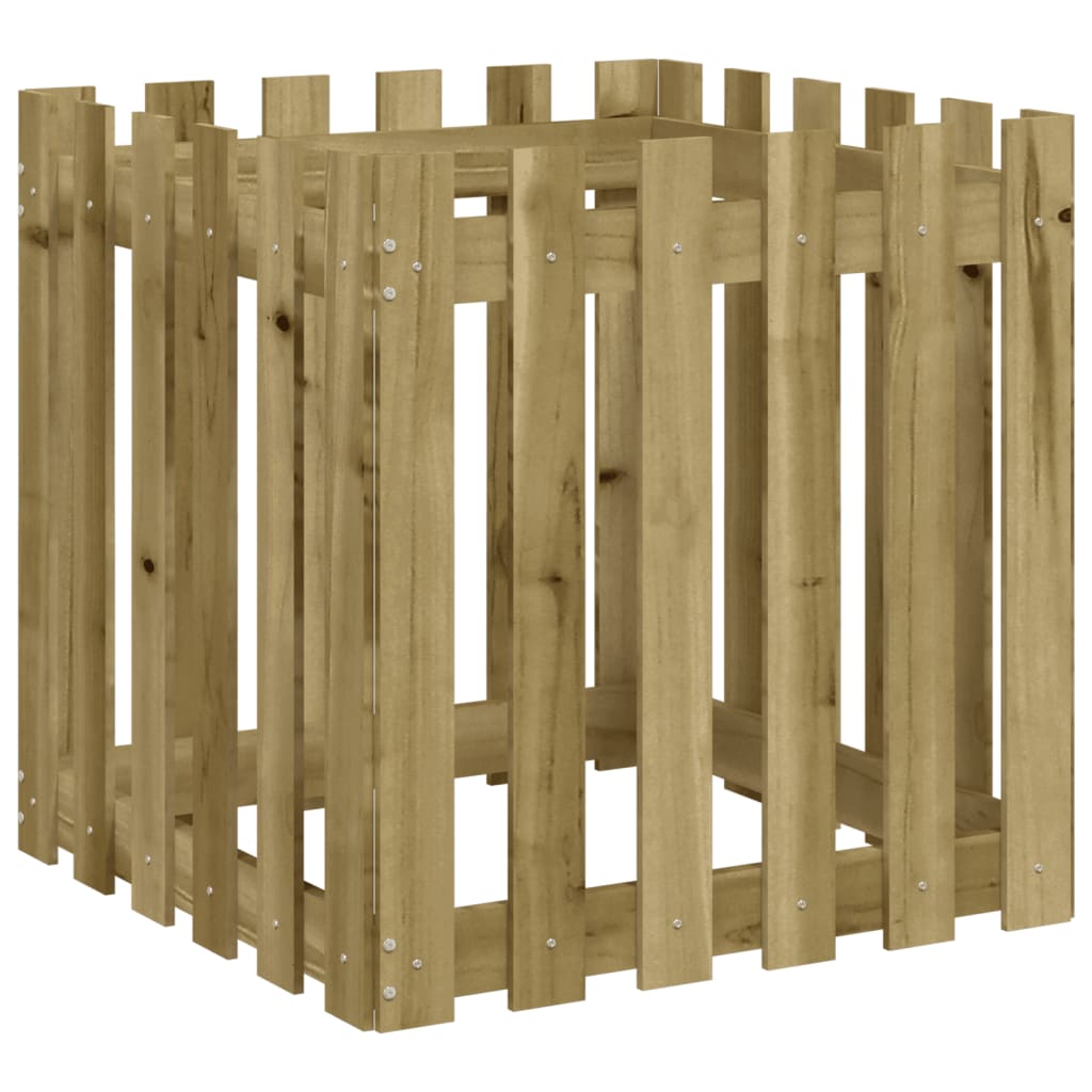 plantekasse med stakitdesign 60x60x60 cm imprægneret fyrretræ