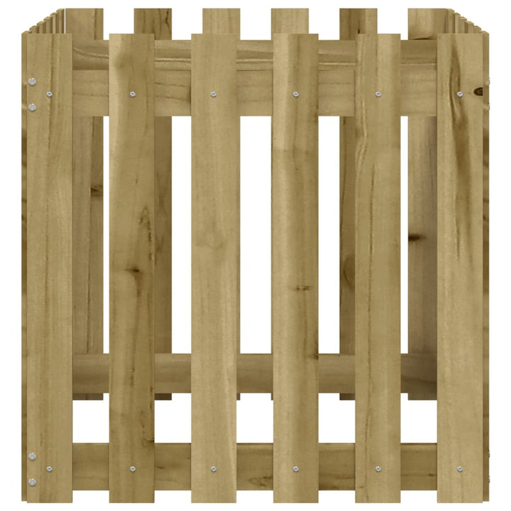plantekasse med stakitdesign 60x60x60 cm imprægneret fyrretræ