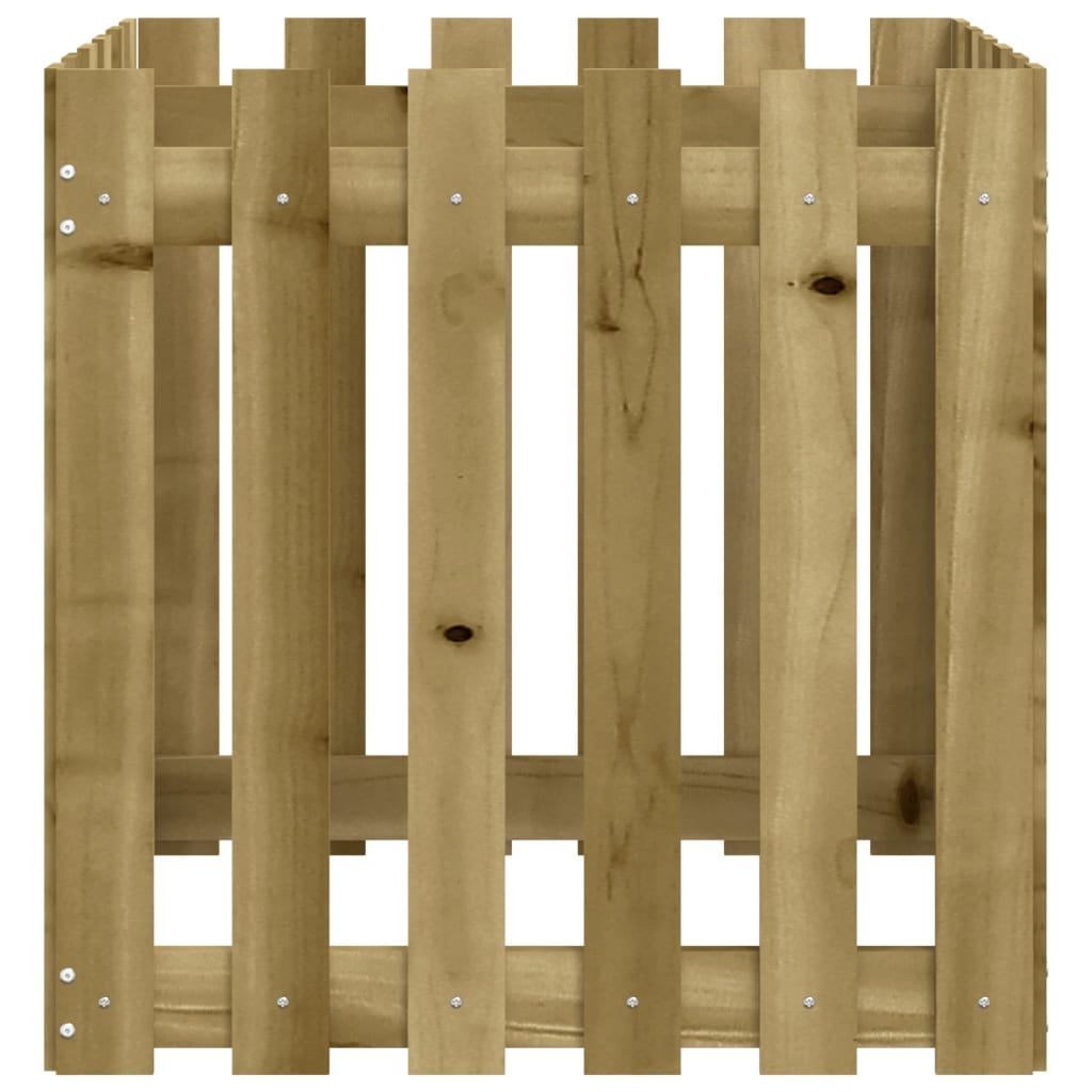 plantekasse med stakitdesign 60x60x60 cm imprægneret fyrretræ