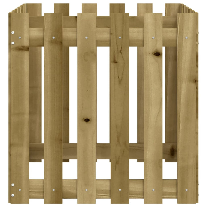 plantekasse med stakitdesign 60x60x60 cm imprægneret fyrretræ