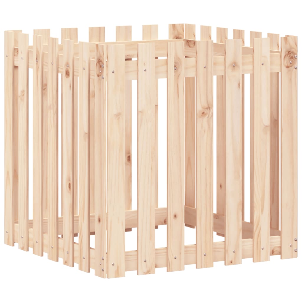plantekasse med stakitdesign 70x70x70 cm massivt fyrretræ