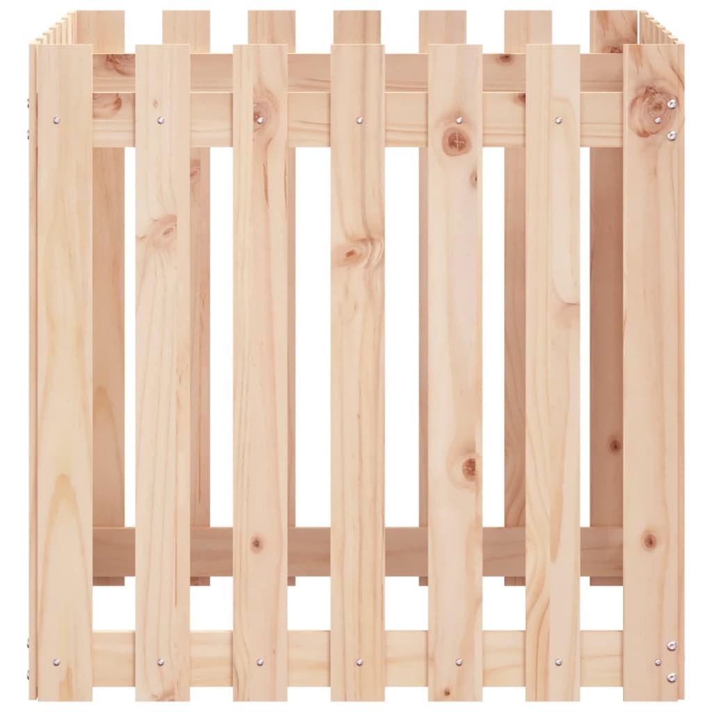 plantekasse med stakitdesign 70x70x70 cm massivt fyrretræ