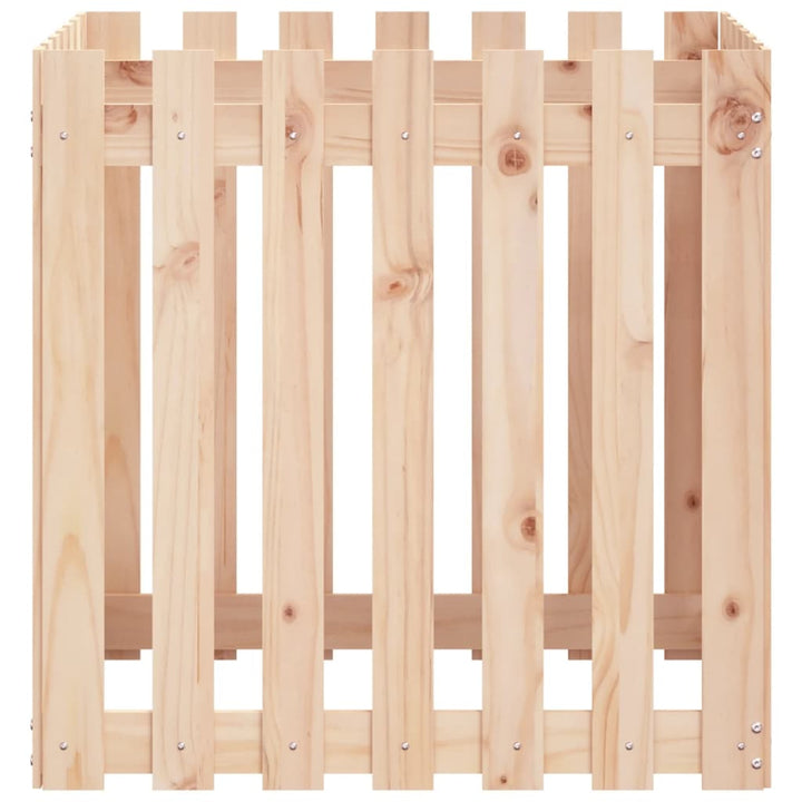 plantekasse med stakitdesign 70x70x70 cm massivt fyrretræ