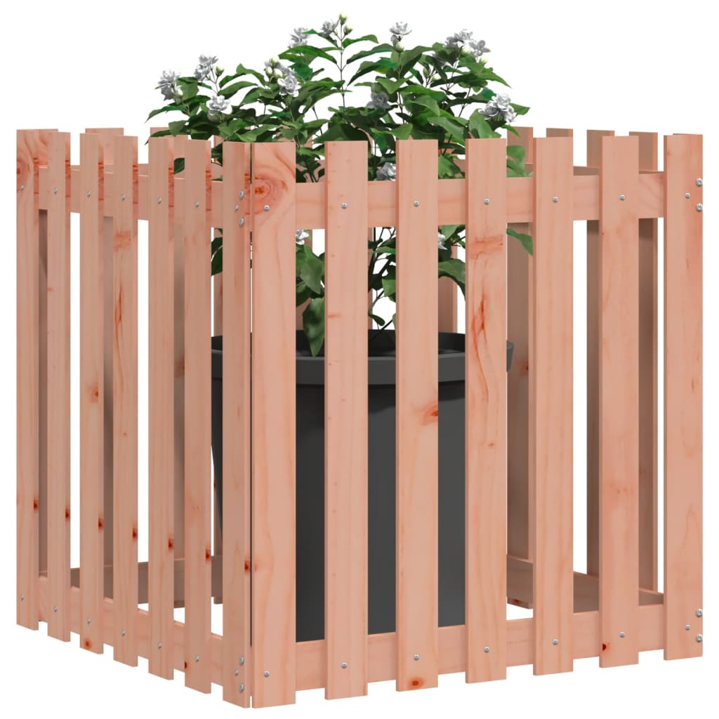 plantekasse med stakitdesign 70x70x70 cm massivt douglasfyr