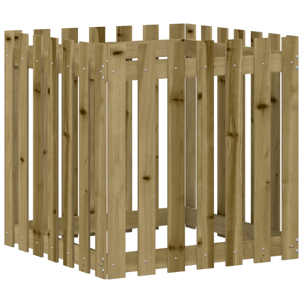 plantekasse med stakitdesign 70x70x70 cm imprægneret fyrretræ