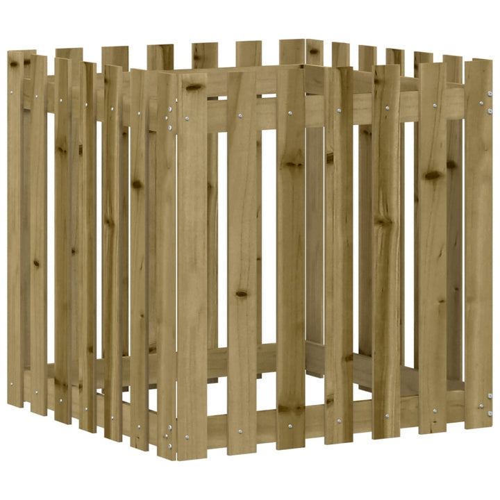 plantekasse med stakitdesign 70x70x70 cm imprægneret fyrretræ