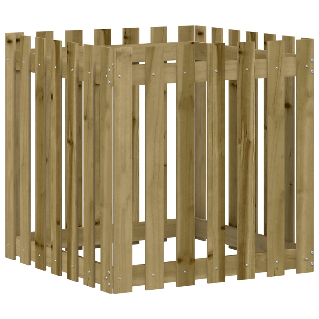 plantekasse med stakitdesign 70x70x70 cm imprægneret fyrretræ
