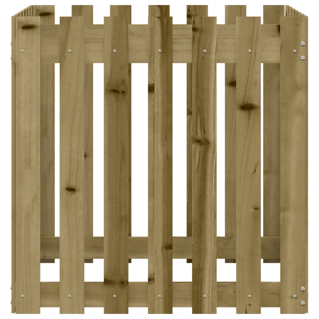 plantekasse med stakitdesign 70x70x70 cm imprægneret fyrretræ