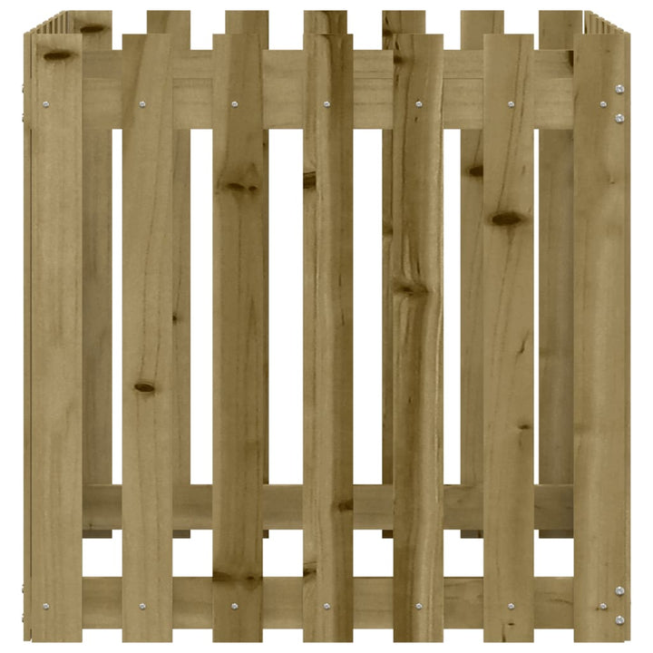 plantekasse med stakitdesign 70x70x70 cm imprægneret fyrretræ