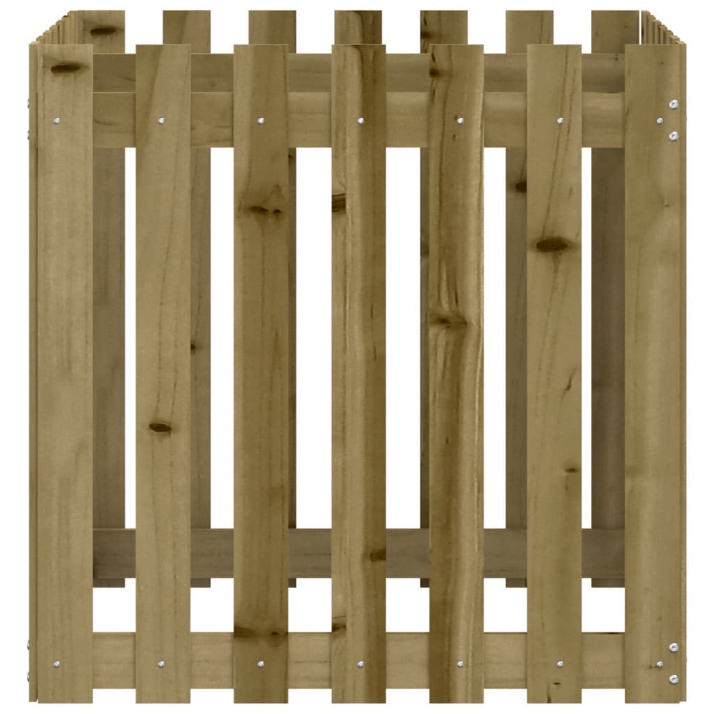 plantekasse med stakitdesign 70x70x70 cm imprægneret fyrretræ