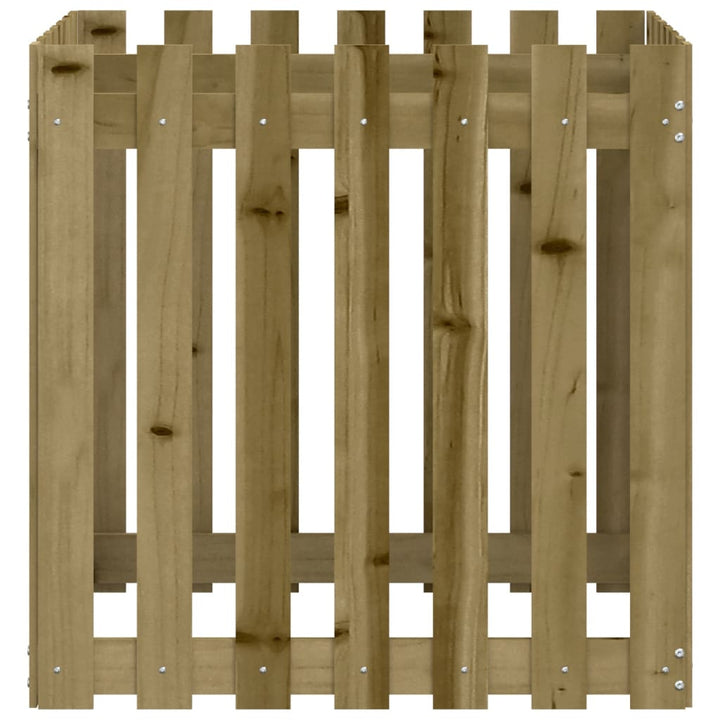 plantekasse med stakitdesign 70x70x70 cm imprægneret fyrretræ
