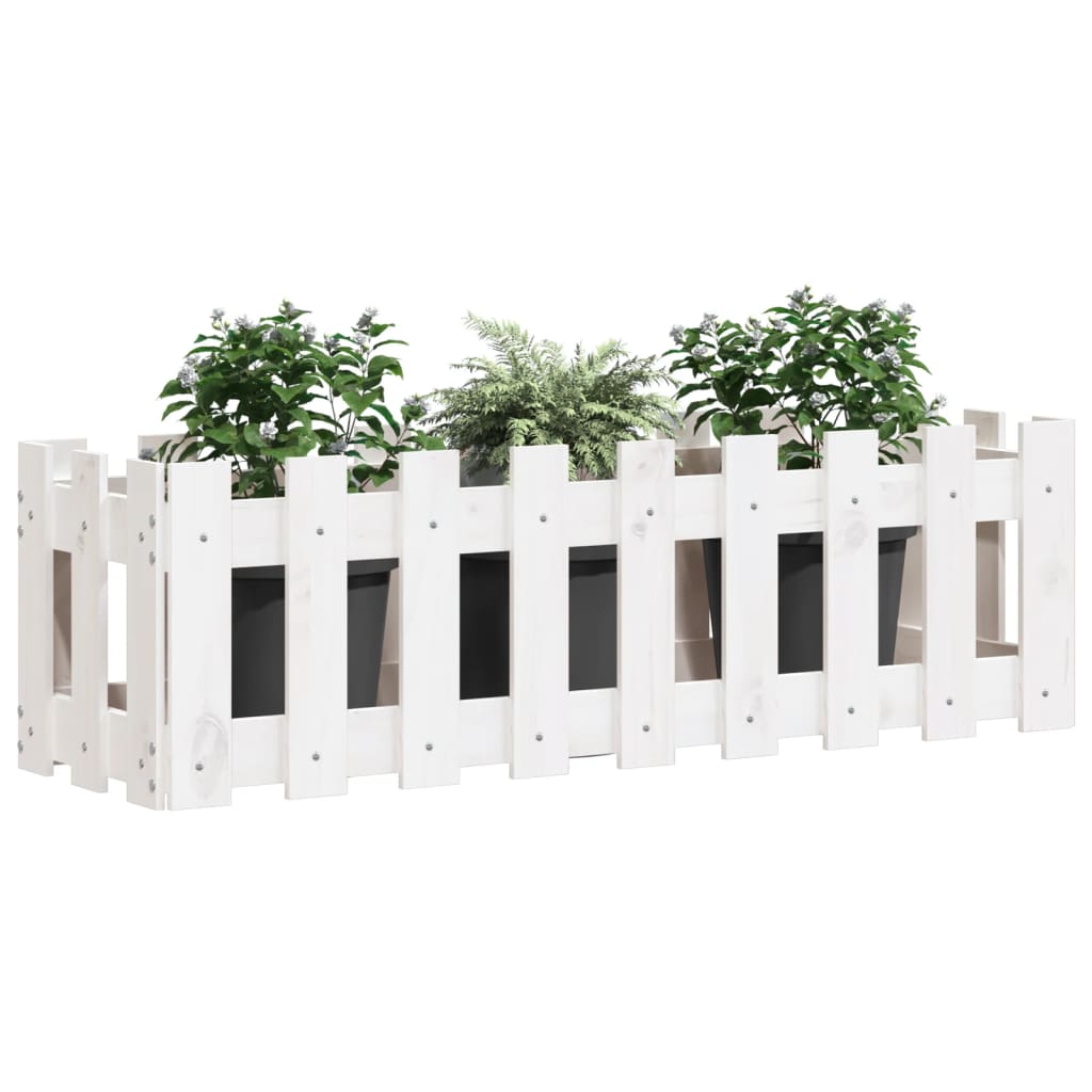 højbed med stakitdesign 100x30x30 cm massivt fyrretræ hvid