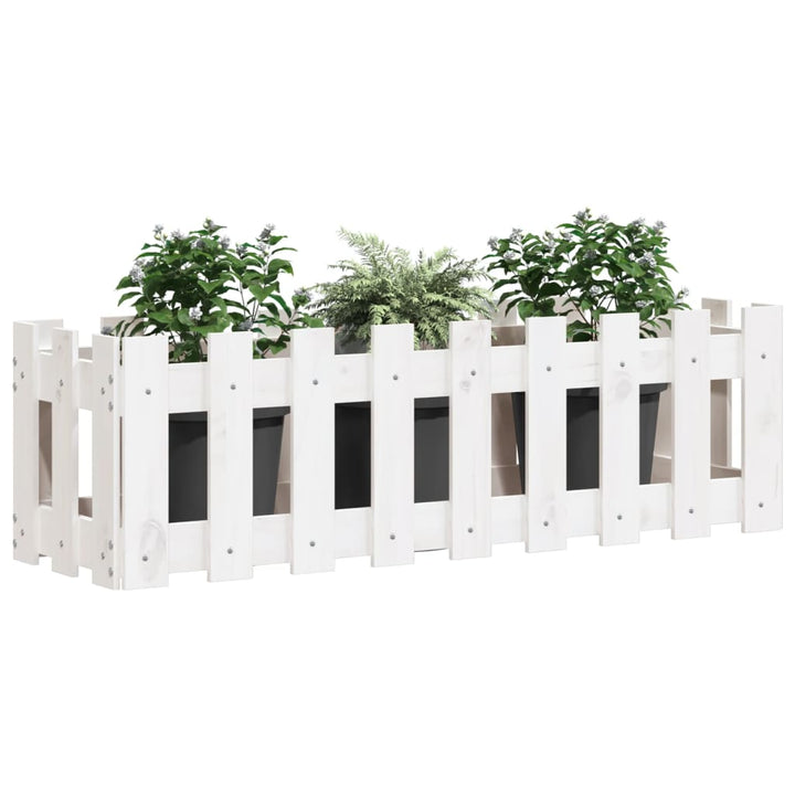 højbed med stakitdesign 100x30x30 cm massivt fyrretræ hvid