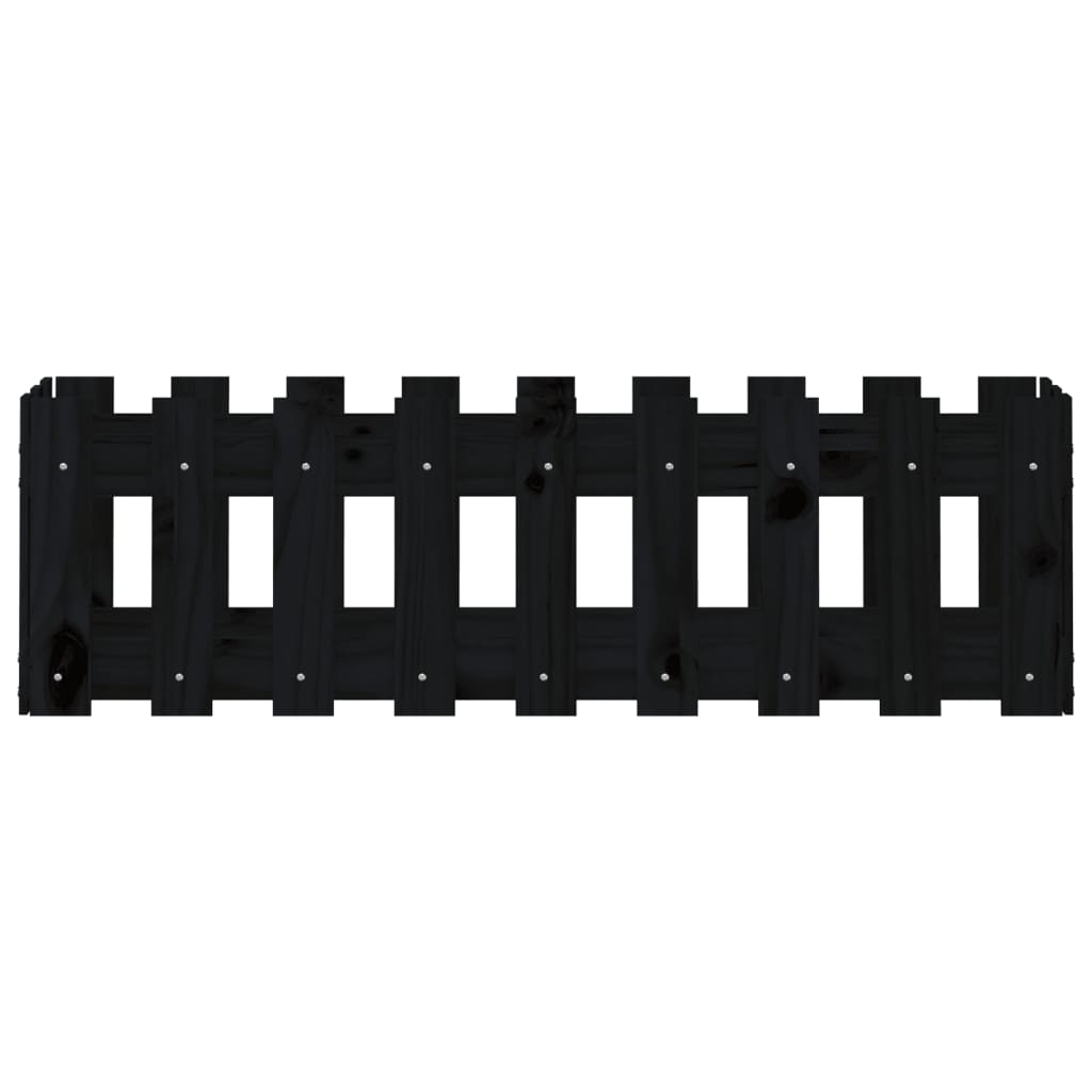 højbed med stakitdesign 100x30x30 cm massivt fyrretræ sort