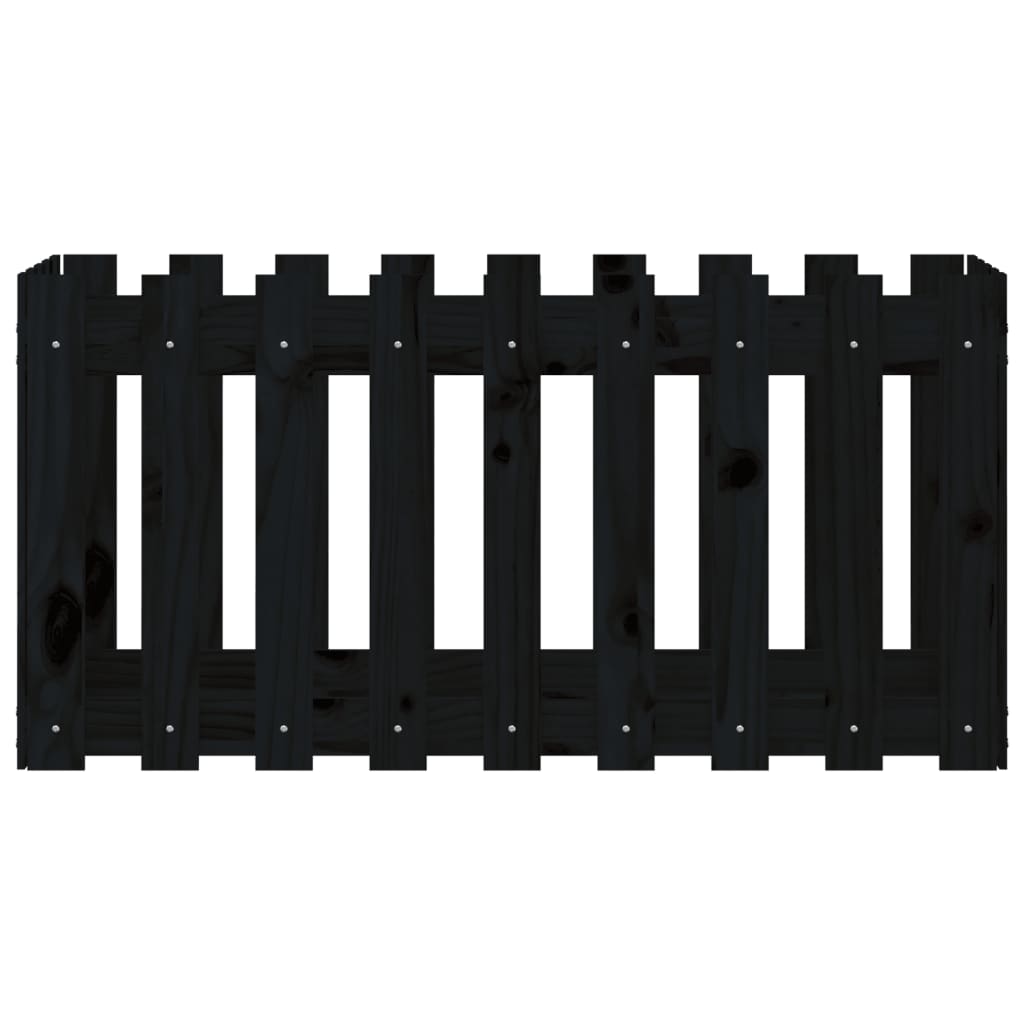 højbed med stakitdesign 100x50x50 cm massivt fyrretræ sort