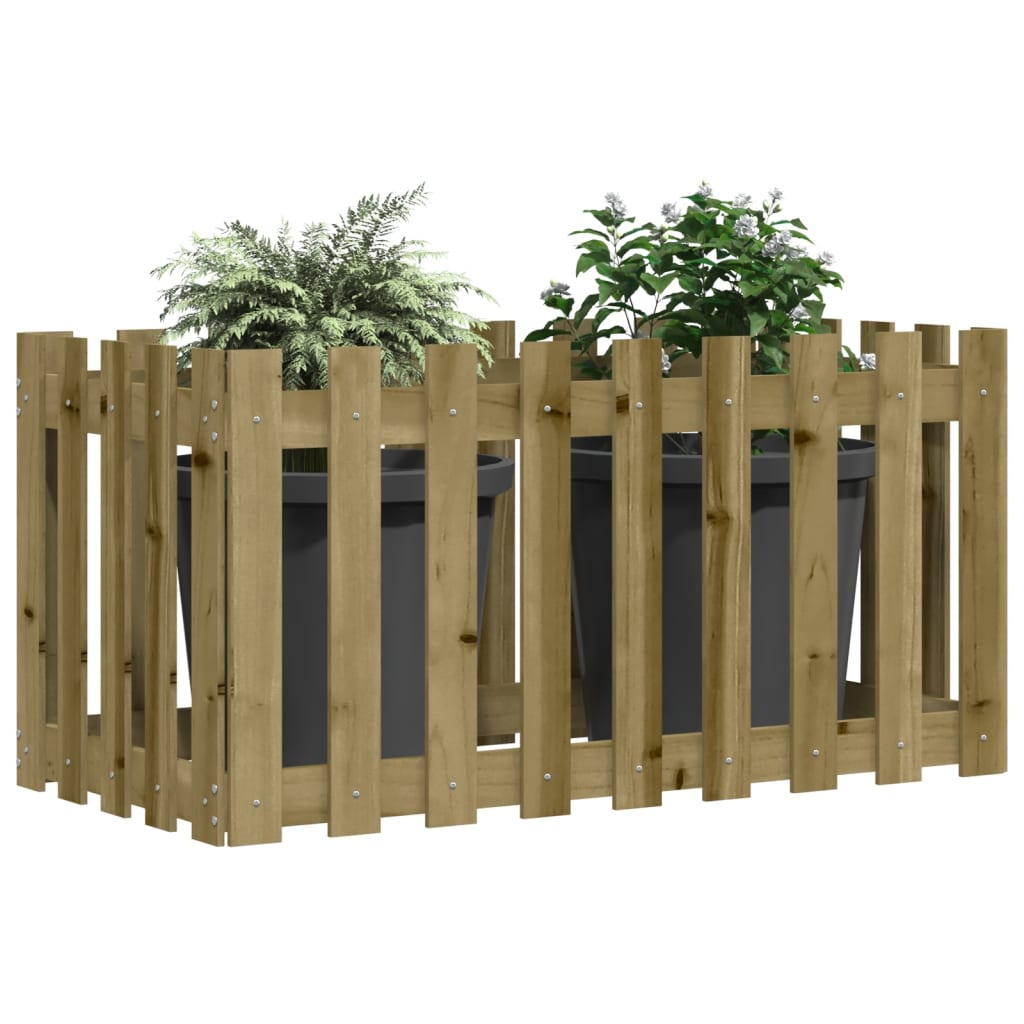 højbed med stakitdesign 100x50x50 cm imprægneret fyrretræ