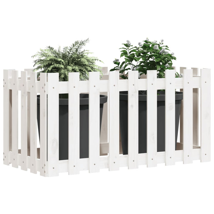 højbed med stakitdesign 100x50x70 cm massivt fyrretræ hvid