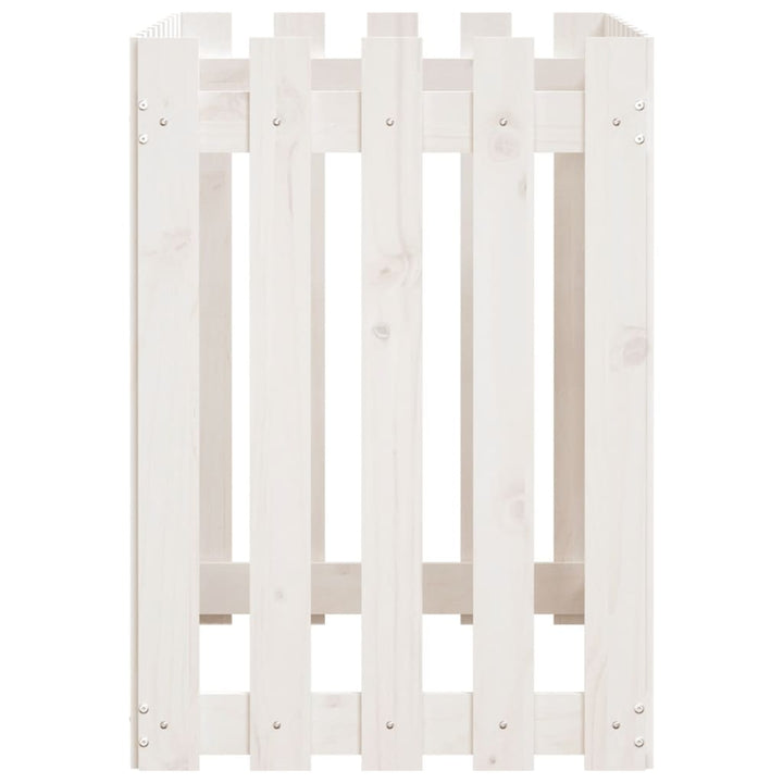højbed med stakitdesign 100x50x70 cm massivt fyrretræ hvid