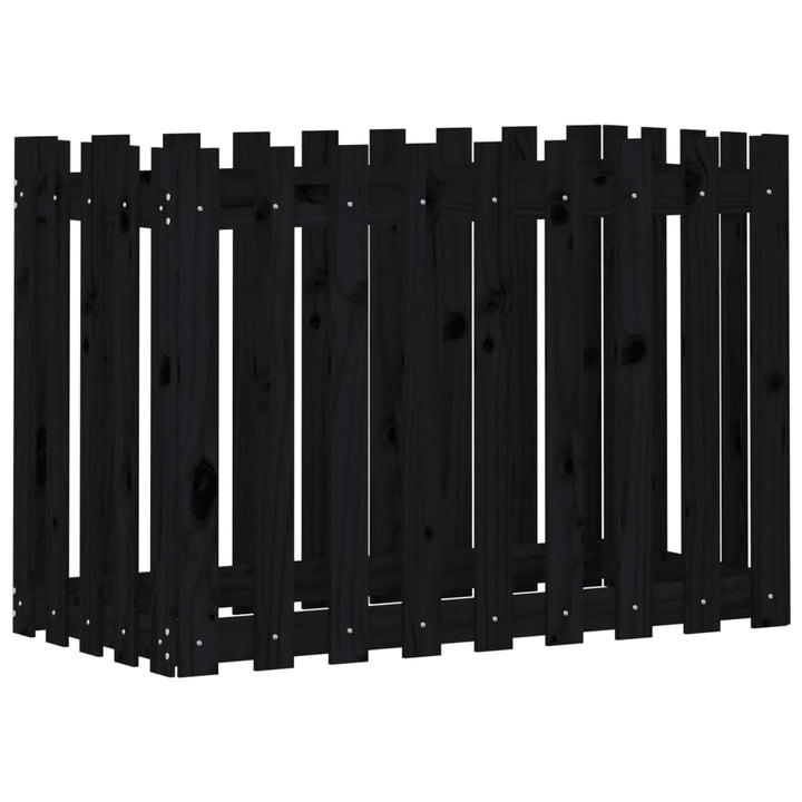 højbed med stakitdesign 100x50x70 cm massivt fyrretræ sort