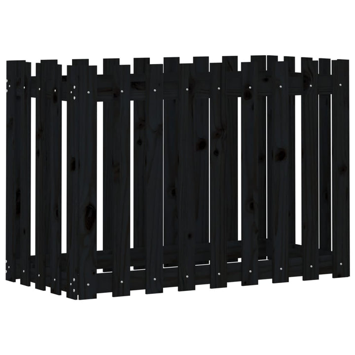 højbed med stakitdesign 100x50x70 cm massivt fyrretræ sort