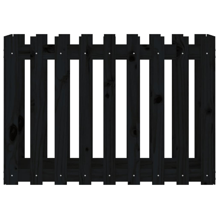 højbed med stakitdesign 100x50x70 cm massivt fyrretræ sort