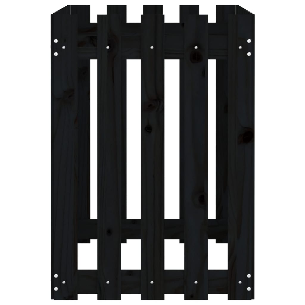 højbed med stakitdesign 100x50x70 cm massivt fyrretræ sort